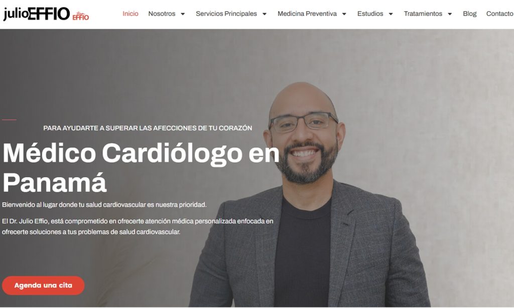 Captura del sitio web de Dr. Julio Effio — Cardiología