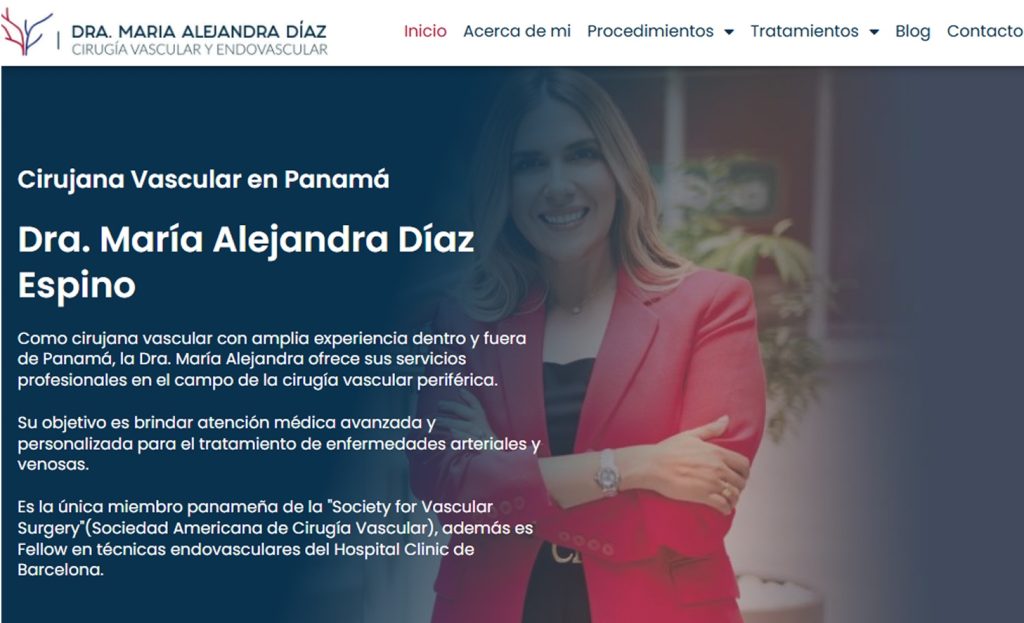 Captura del sitio web de Dra. María Alejandra — Cirugía Vascular