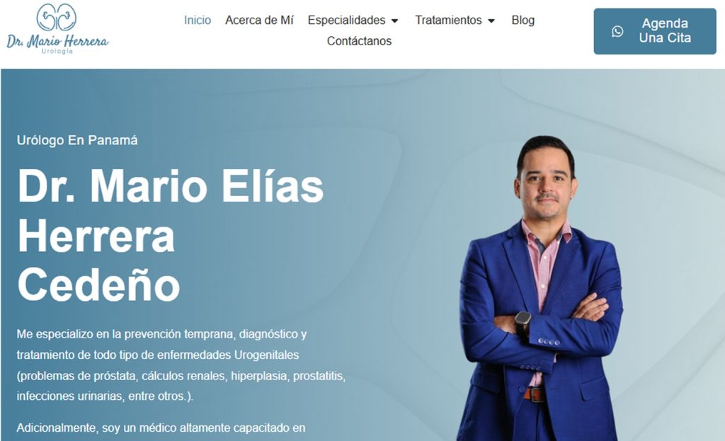 Captura del sitio web de Urólogo Mario Herrera — Urología