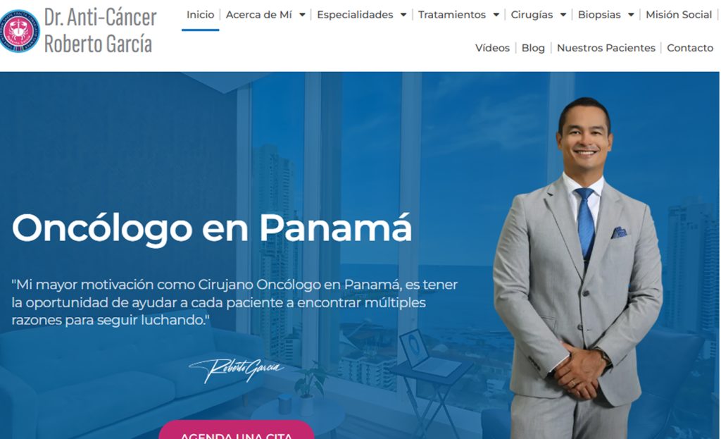 Captura del sitio web de Dr. Roberto García — Oncología